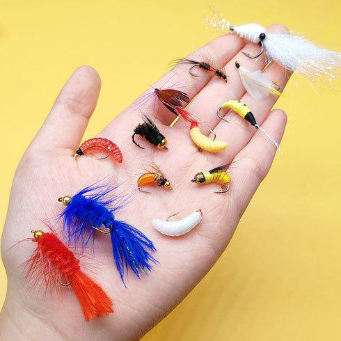 Set 22Pcs/51Pcs Premium Fly Fishing Flies - for Trout, Bass, and Salmon