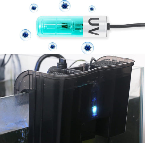 TARARIUM 3W Mini Aquarium Lamp, Submersible Green Light for 5-55 Gallon Fish Tank Pond Cloudy Water