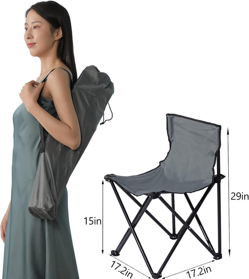 Backpack ZONEMEL Portable Fast Folding Chair, Ideal for Sauna, Fishing, Lightweight Compact Chairs, Grey