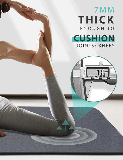 Yoga Mat Double-Sided Non Slip - 72'' x 32'' x 7mm Extra Wide Thick for Home Workout