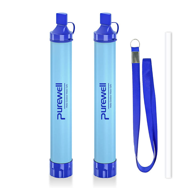 Purewell Outdoor Water Filter, Personal Water Filtration Straw for Camping and Hiking