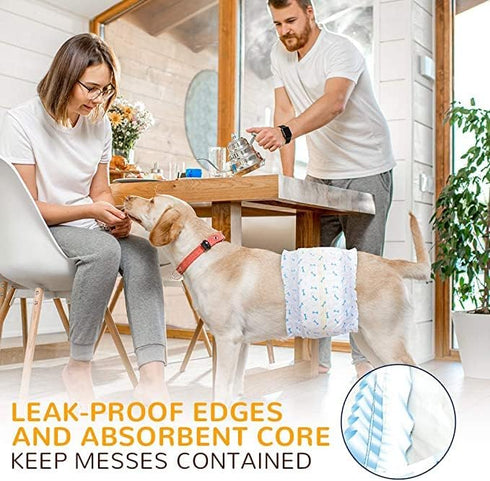 Dono Disposable Male Dog Diapers with Wetness Indicator, Super Absorbent Male Wraps Belly Bands for Male Dogs with Leak