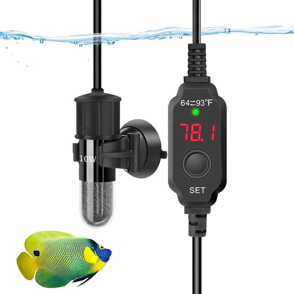 Adjustable Mini Aquarium Heater, 10W/20W/30W, Submersible Small Fish Tank Heater with Digital Display