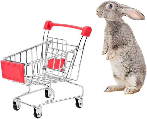 MANON ROSA Rabbit Toy Bunny Mini Shopping Cart Small Animal Supermarket Handcart