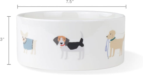 FRINGE STUDIO Happy Breeds Large Straight Bowl (475015) - White
