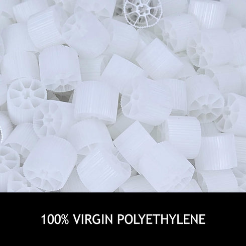 Moving Bed Bio Filter Media - 20mm, White, for Koi Ponds, Aquariums, Aquaculture (100 pcs)