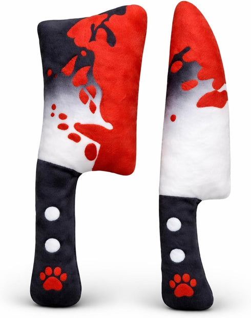2-Pack Halloween Squeaky Dog Toy Set - Plush Knife and Cleaver Design,