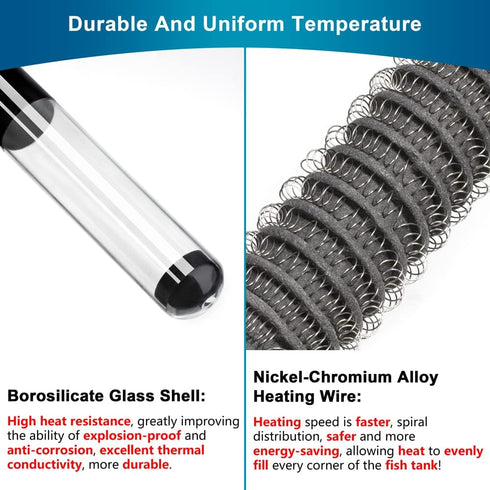Adjustable 300W Aquarium Heater, Submersible Fish Tank Heater with Electronic Chip Thermostat for Marine and Freshwater.