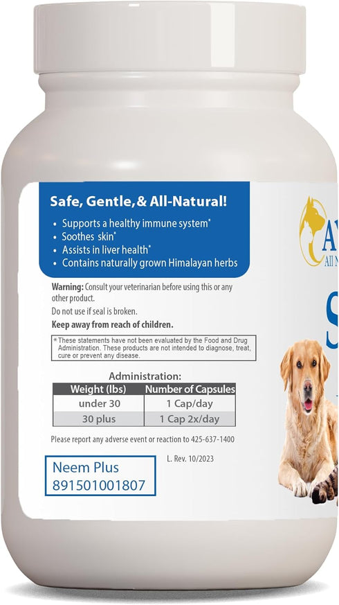 Ayush Pet Skin Plus, Neem Supplement, 90 Capsules for Healthy Skin and Coat