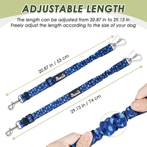 2 Pack SlowTon Dog Seatbelt, Dog Seat Belt Car Leash Adjustable Elastic Bungee Buffer Heavy Duty Nylon Reflective Pet