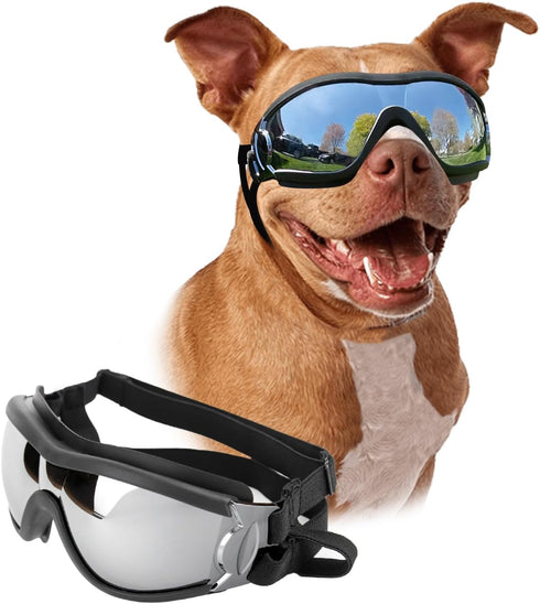 PETLESO Dog Goggles for Large Breed, Eye Protection Sunglasses for Medium Large Dogs, Black