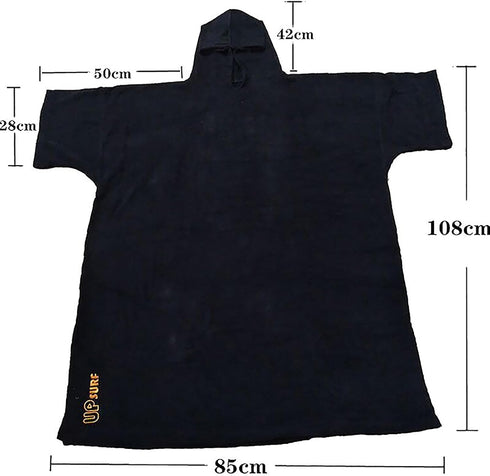 320GSM 100% UP SURF Surf Poncho Wetsuit Changing Robe Poncho with Hood for Swim, Beach Sports Terry Cloth Cotton