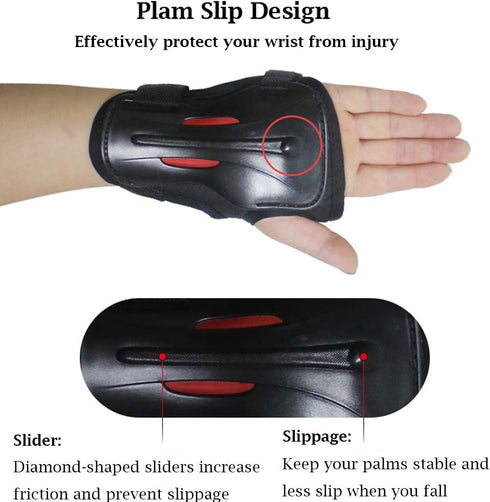Long Damping Non-Slip Anti-Fall Wrist Guards Protective Gear for Roller Skating Skating Skiing Skateboard Snowboard