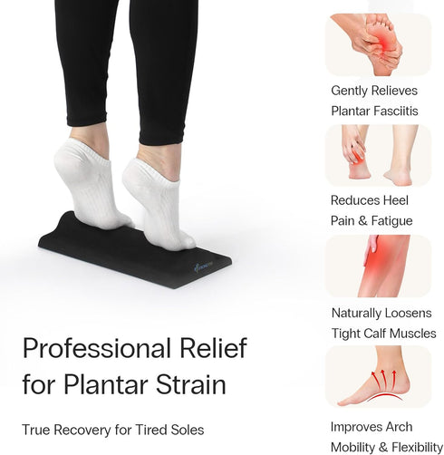 StrongTek Plantar Fasciitis Relief Foot Stretcher Pad, High-Density EVA Calf Stretching Block for Heel Pain, Achilles