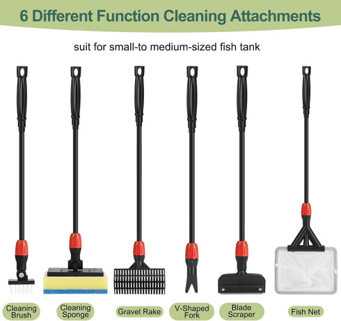 6 1 17.7 Inches hygger Multi-Use Fish Tank Cleaner, in Aquarium Cleaning Tools Kit with Long Handle Algae Scraper