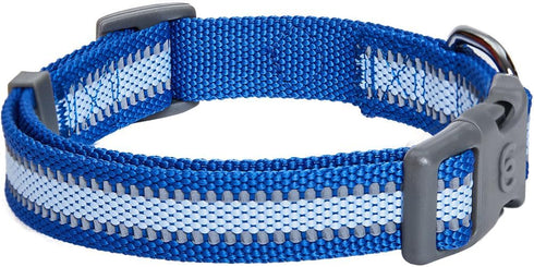 Blueberry Pet Essentials Pack of 2 Reflective Adjustable Dog Collars, Navy Blue, Small, Neck 12"-16"