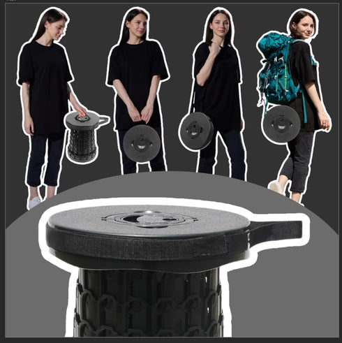 18" 800lbs ALEVMOOM Collapsible Stool, Max Weight, Heavy Duty Portable Retractable Folding Telescoping Foldable Camping