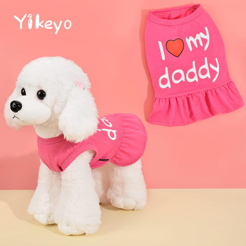 Dog Dress Small Dog Dresses Tutu Princess Clothes for Small Dog Girl, Chihuahua, Yorkie, Set of 2 (Medium, Hot Pink)