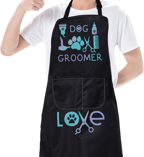 CMNIM Waterproof Dog Grooming Apron with Pockets - Groomer Gifts for Dog Hairdressers, Groomer Apron