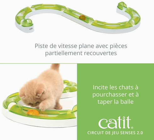 2.0 8-Piece Catit Senses Play Circuit Interactive Cat Toy - Closed-Track Ball Toy for All Breed Sizes