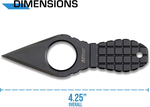 MTech USA – Fixed Neck Knife - Black Blade and Handle, Full Tang, Includes Nylon Fiber Sheath w/ Pocket Clip and Ball Chain - Hunting, Camping, Survival, Tactical, EDC – MT-588BK by MTECH USA
