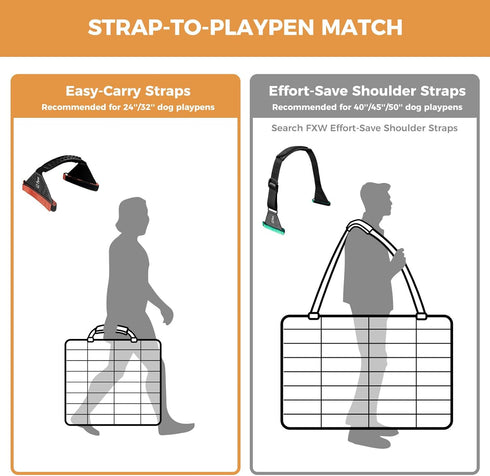 FXW Easy-Carry Straps for 8-Panel Dog Playpen, Designed for RV Trips, Orange