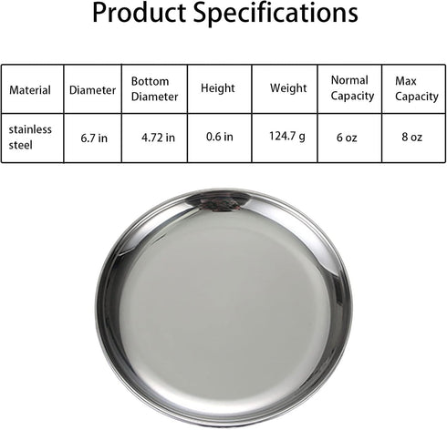 Cat Food Dishes, Stainless Steel Shallow Dish with Non-Slip Placemat, 4 PCS Medium Pet Dishes