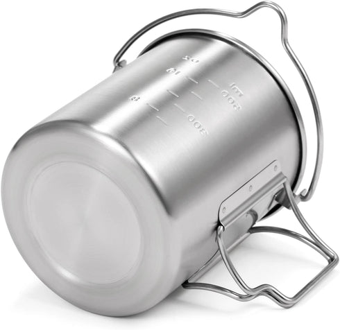 LIXADA Camping Cup Pot - 750ml Stainless Steel Water Cup with Foldable Handles and Lid for Outdoor Use