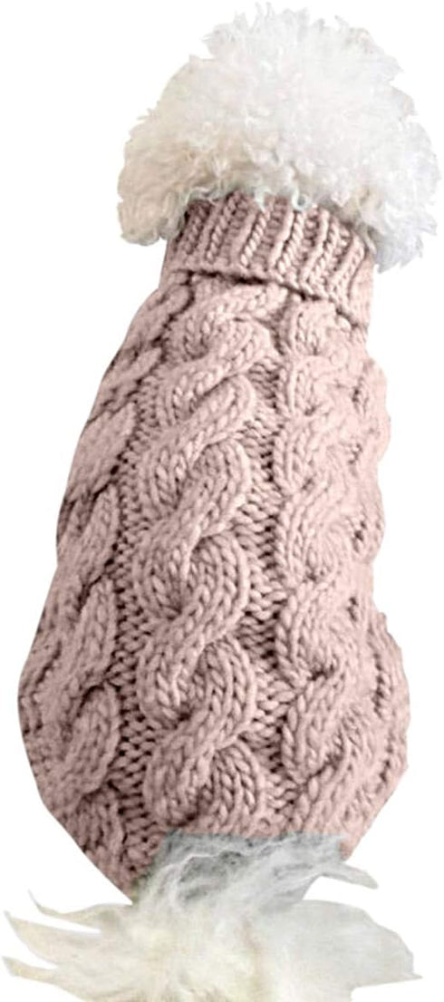 Pet Dog Turtleneck Knitting Sweater Coat - Winter Warmer Thickening Pullover Knitwear for Small Medium Large Dogs (L,