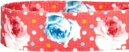 Blueberry Pet 9 Patterns Durable Dog Leash, 4 ft x 1", Large, Spring Scent Inspired Rose and Polka Dot Print