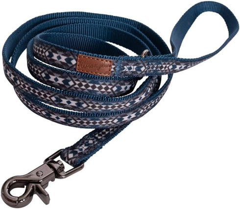 Wrangler Southwest Overlay Blue Dog Leash - Southwest Design for M-XL Dogs