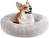 Friends Forever Serena Donut Memory Foam Orthopedic Dog Bed, Soft Faux Fur Oval Couch for Indoor Pets, Grey
