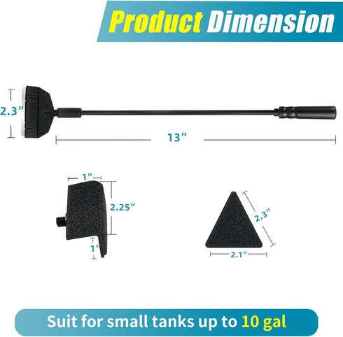 3 1 10gal AQUANEAT Small Fish Tank Cleaner, Aquarium Cleaning Tools, in Glass Cleaner with Algae Scraper, Sponge Brush