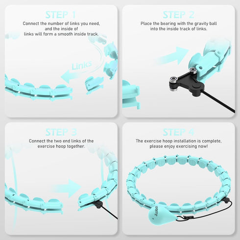 Weighted Hula Circle with 24 Links for Adults, Infinity Fitness Hoop for Weight Loss and Smart Exercise Equipment