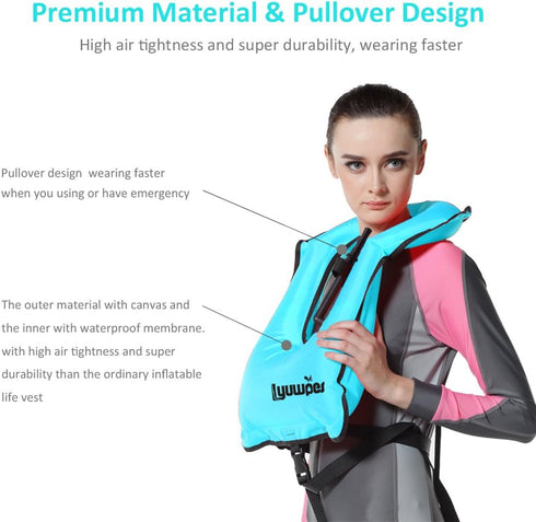 Inflatable Snorkel Vest for Adults, Snorkeling Jackets for Free Diving, Safety Load Up to 220 lbs