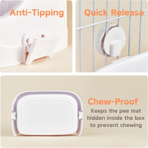 Chinchillas Rabbit Litter Box, Small Animals Litter Tray for Cage Detachable Bedding Litter Pan Potty Toilet Trainer