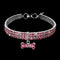 Dogs Kingdom Amazing 3 Rows Rhinestones Necklace Pet Collar, Bling Bone Jewelry for Cat Dog Wedding Accessories, Red,