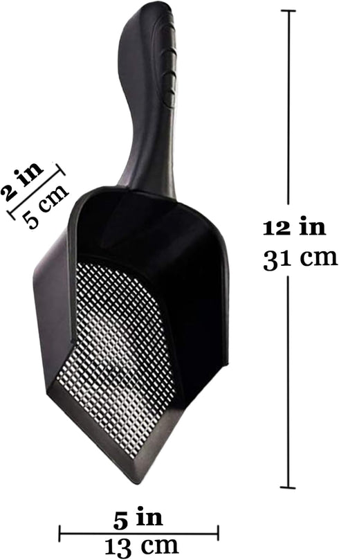 SunGrow Reptile Litter Scoop, Pointed Edge Shovel for Cat & Chicken Coop, Black, 1 Pc per Pack