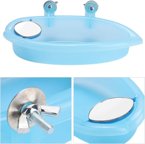 Pssopp Bird Bathtub, Hanging Bird Bath Cube Cute Pet Bird Bathing Box Bird Shower Bathtub Accessories with Mirror pet