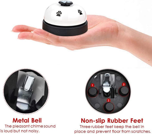 SlowTon Dog Doorbells, 2 Pack Metal Bell Dog Training with Non Skid Rubber Bottoms for Potty Training, White