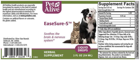 PetAlive EaseSure-S, Dog and Cat Calming Drops - Herbal Supplement for Pets, 59 mL