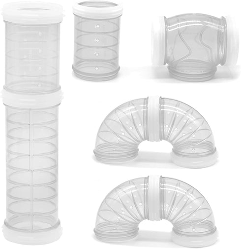 Besimple Hamster Tube Set - 8 Pack Transparent Curved Pipe Pet Cage Tunnel for Mouse, Rat, and Other Small Animals