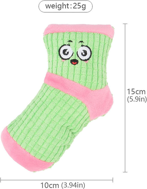 Squeaky Dog Toys, Funny Stuffed Plush Dog Toy, Cute Socks Birthday Gift for Small Medium Dogs (Pink Green)