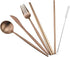 Gugrida 18/10 Sets 7 Set, Set Luxury Rose Gold Matte Portable Stainless Steel Travel Flatware of Portable Camping