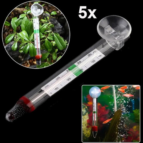 UCCKEYI 5-Pack Floating Glass Aquarium Thermometer with Suction Cup Fish Tank Aquarium Thermometer Safe for Freshwater