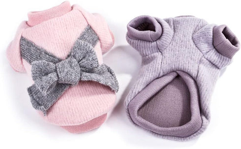 Cute Pet Puppy Cat Warm Jumper Sweater Bow Knitwear Coat (S, Pink) - Winter Apparel for Small Dogs
