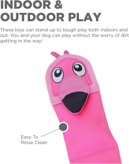 Outward Hound Fire Biterz Flamingo Plush Interactive Dog Toy, Large, Firehose Material