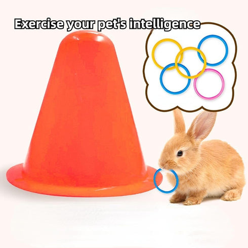 5 Rabbit Training Rings Toy Interactive Educational Stacking Rings Random Colors Puzzle Toys for Small Animal Bird