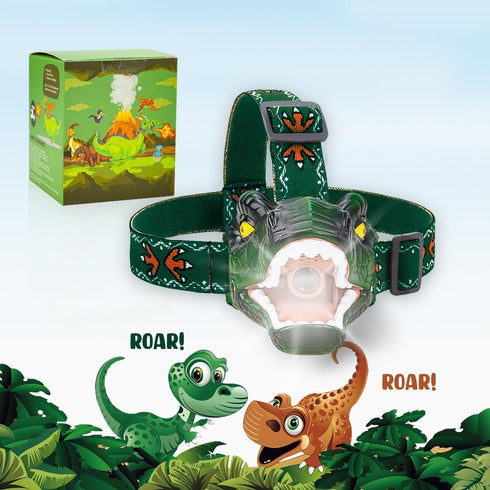 Niovexium 3 4 5 6 7 8 9 LED Dinosaur Headlamp for Kids, Children's Toy Flashlight T-Rex Dinosaur Toys for Age Years Old