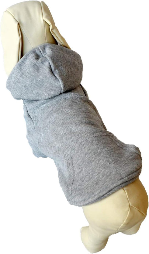 Lovelonglong Blank Basic Hoodie Sweatshirt for Dogs - 100% Cotton, Fits Small Medium Dachshund, Large Dog, Gray D-L